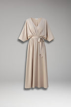 Women's V-Neck Dress with Waist Tie and Side Slit