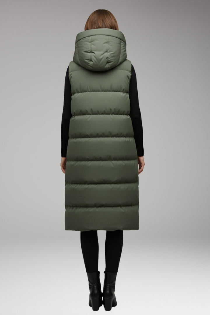 Women's Vest with Hood and Quilted Surface