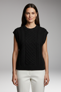 Women's Vest with Round Neck and Textured Surface