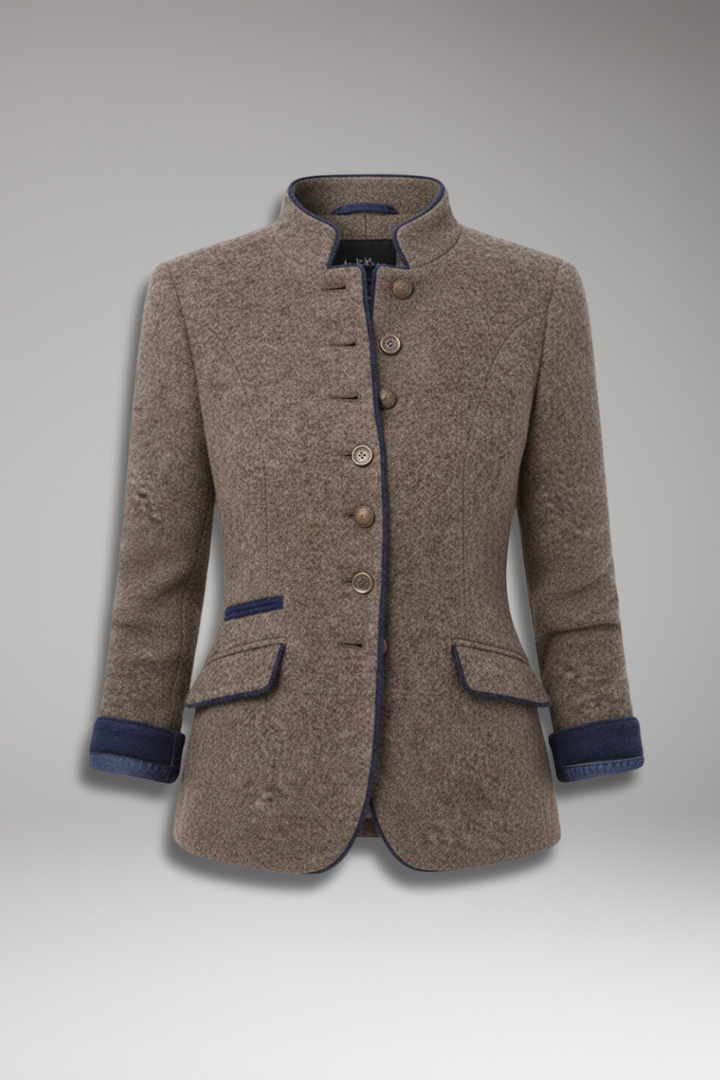 Women's Vintage Inspired Blazer with Stand Up Collar