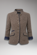 Women's Vintage Inspired Blazer with Stand Up Collar