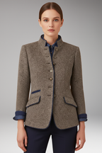 Women's Vintage Inspired Blazer with Stand Up Collar