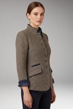 Women's Vintage Inspired Blazer with Stand Up Collar