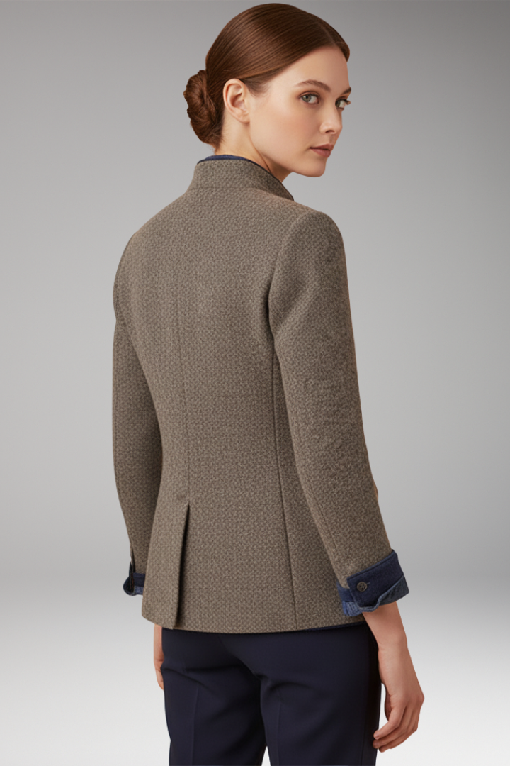 Women's Vintage Inspired Blazer with Stand Up Collar