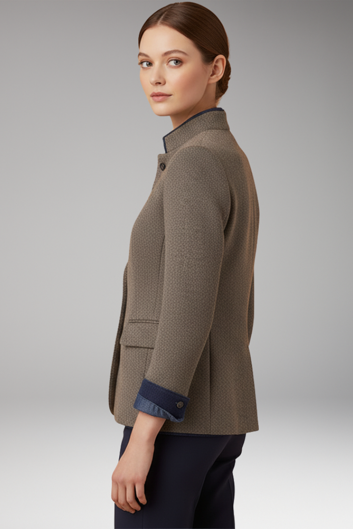 Women's Vintage Inspired Blazer with Stand Up Collar