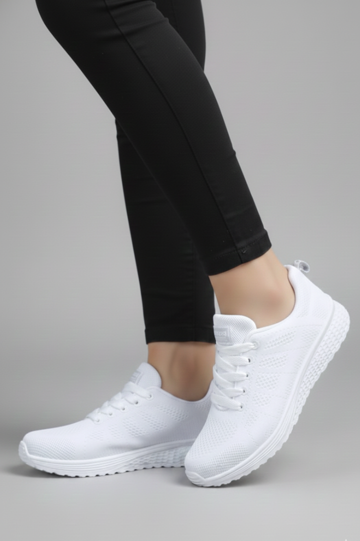 Women's Walking Shoes with Lace-Up Closure and Mesh Upper