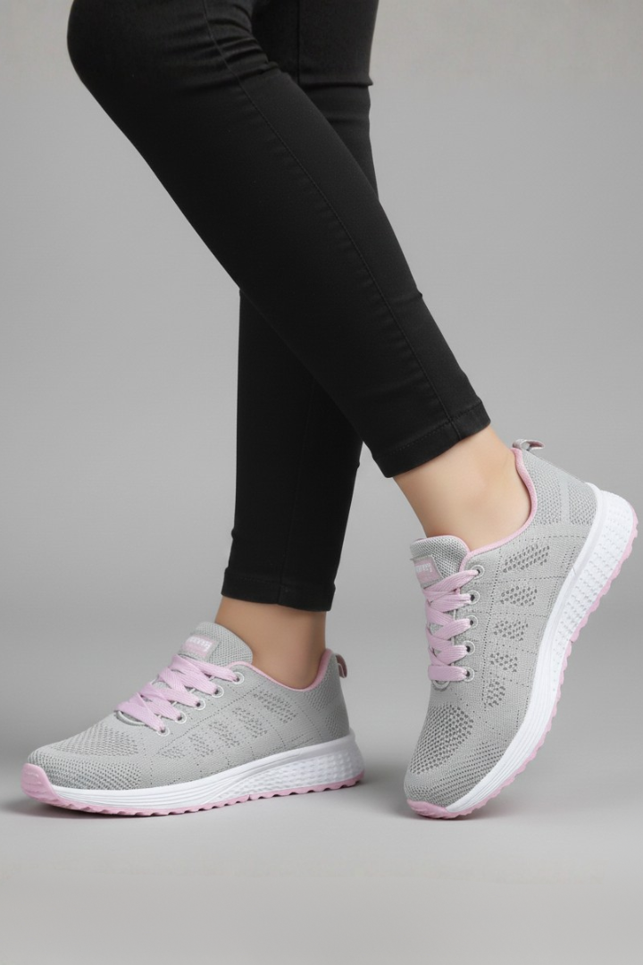 Women's Walking Shoes with Lace-Up Closure and Mesh Upper