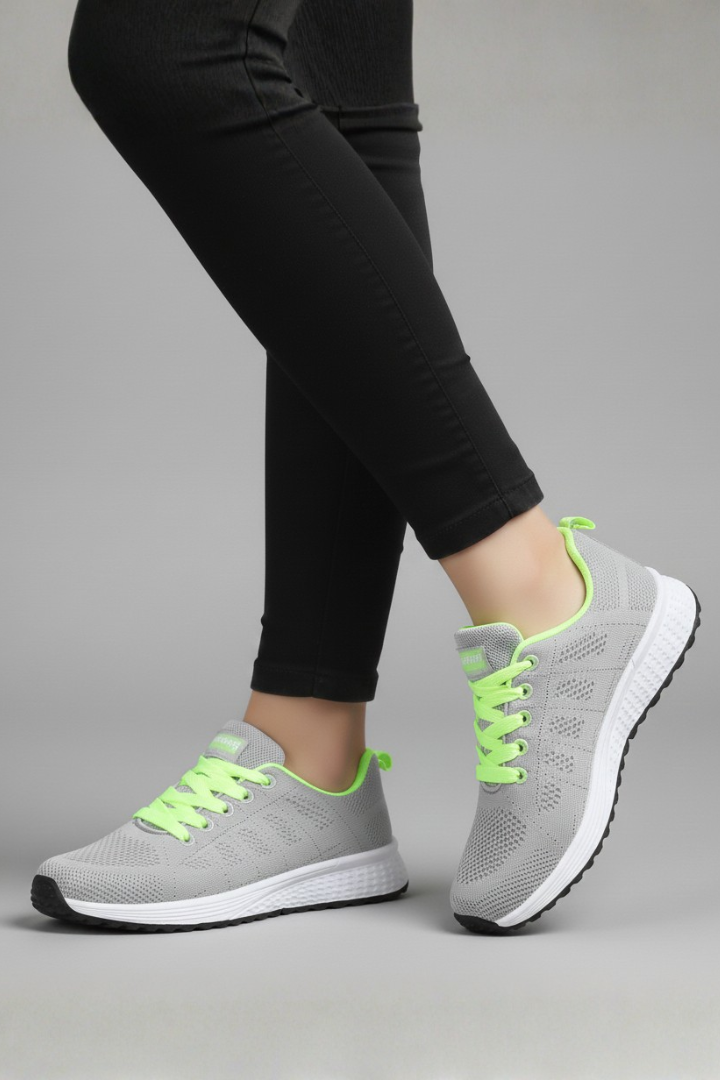 Women's Walking Shoes with Lace-Up Closure and Mesh Upper