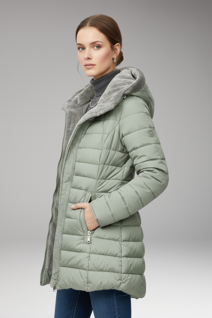 Women's Winter Coat with Hood and Zipper