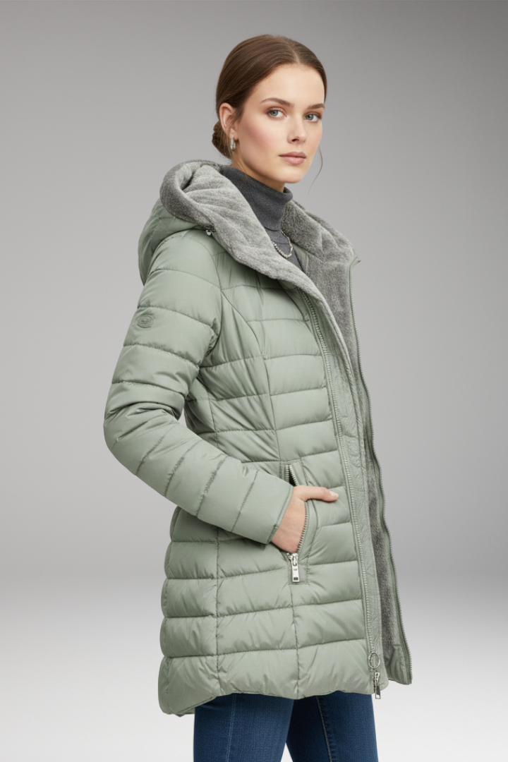 Women's Winter Coat with Hood and Zipper