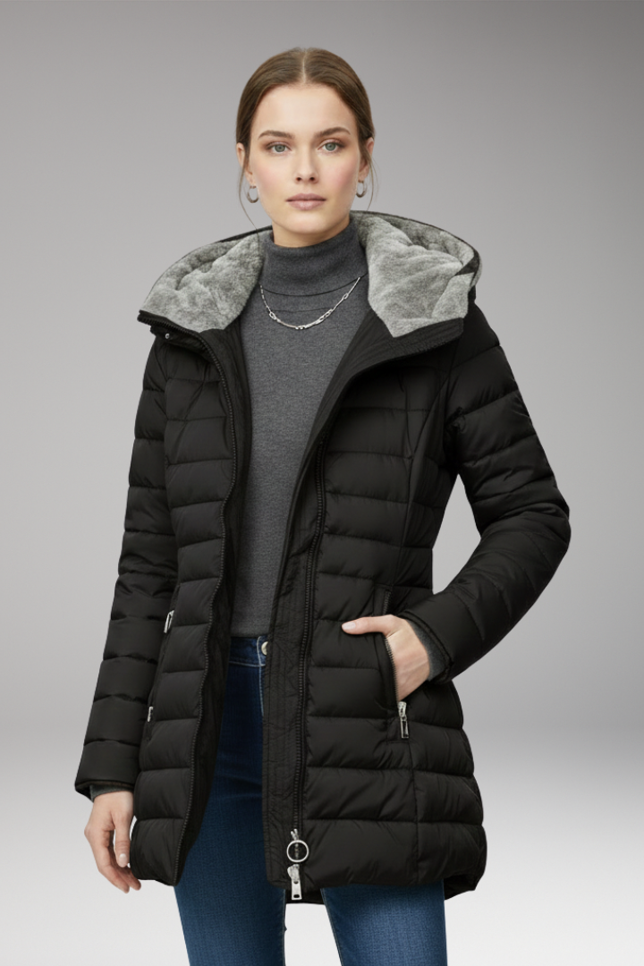 Women's Winter Coat with Hood and Zipper