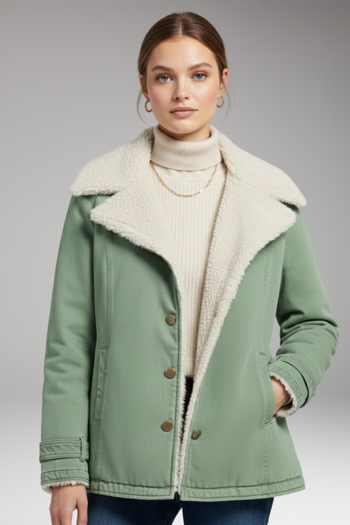 Women's Winter Jacket with High Collar and Zipper