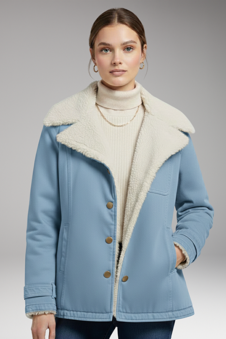 Women's Winter Jacket with High Collar and Zipper