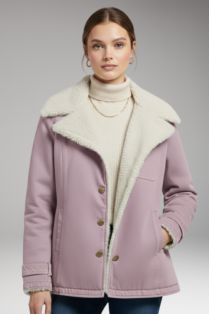 Women's Winter Jacket with High Collar and Zipper