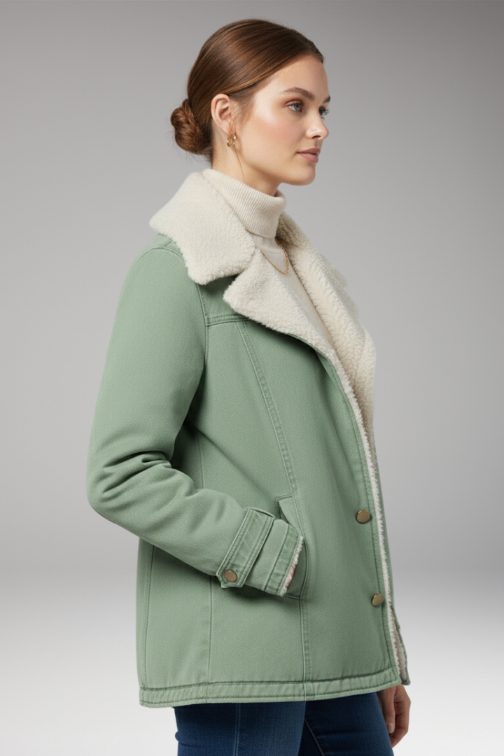 Women's Winter Jacket with High Collar and Zipper