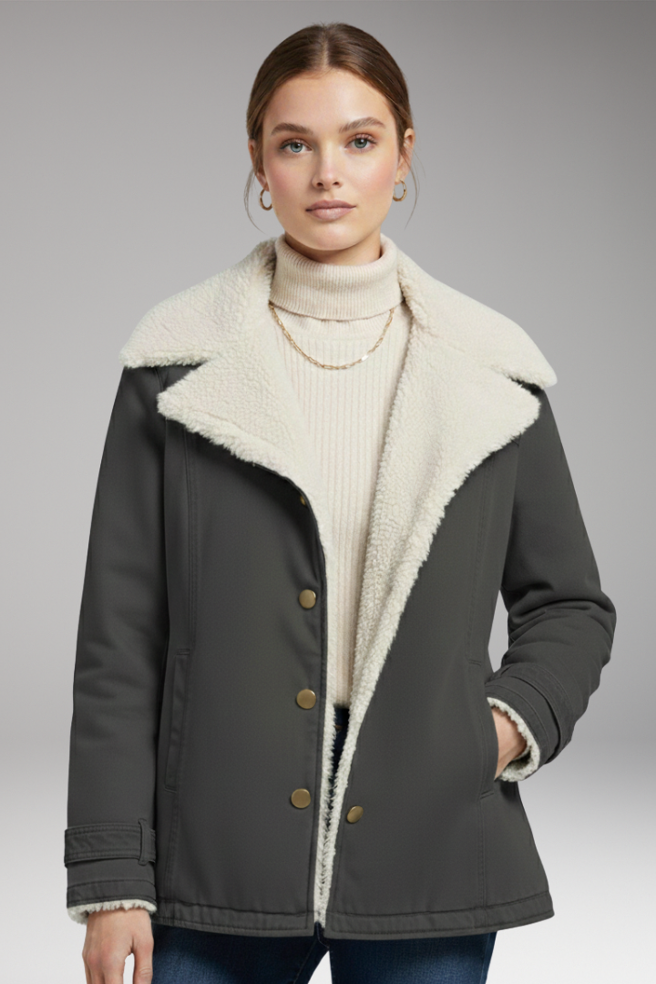 Women's Winter Jacket with High Collar and Zipper