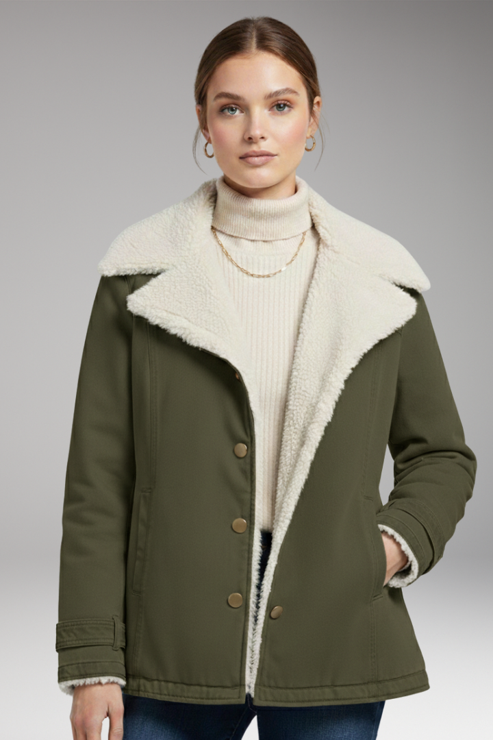 Women's Winter Jacket with High Collar and Zipper