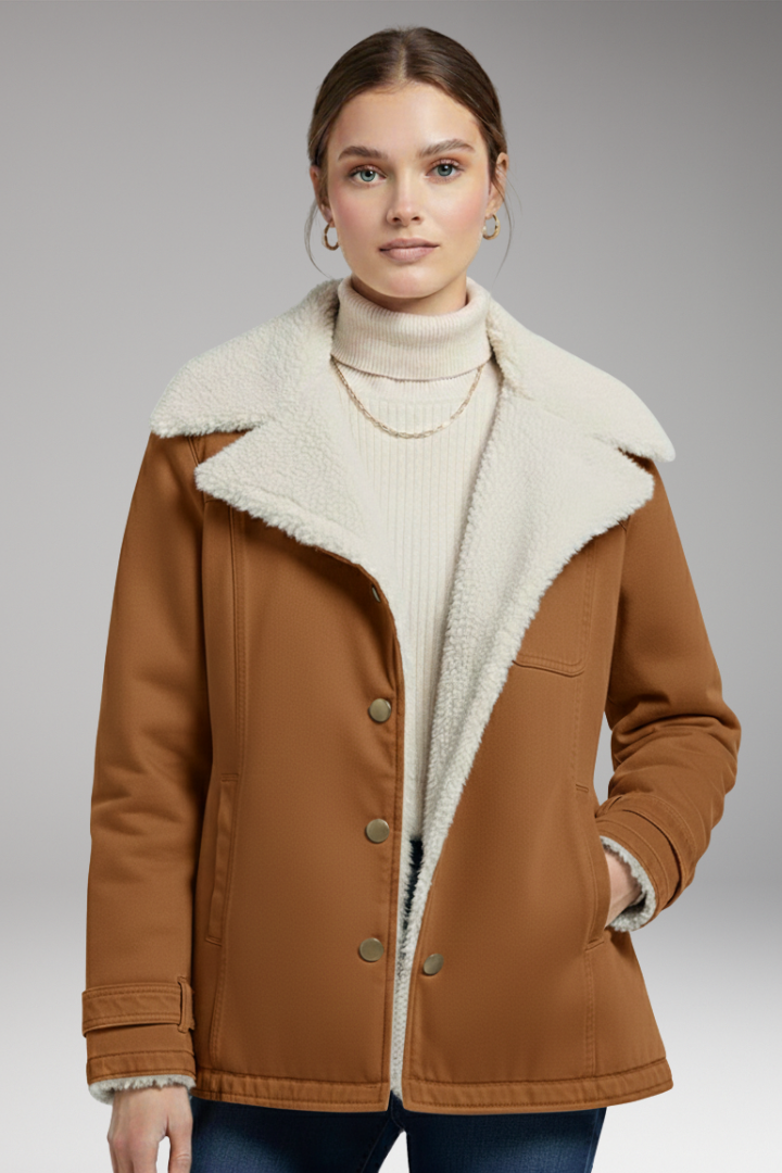 Women's Winter Jacket with High Collar and Zipper