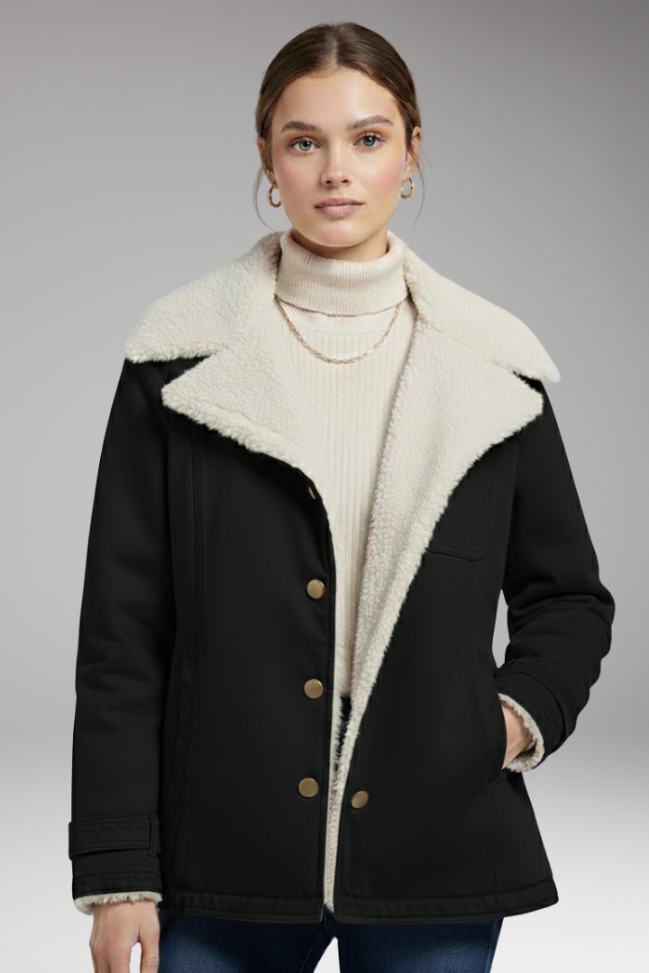 Women's Winter Jacket with High Collar and Zipper