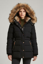 Women's Winter Jacket with Hood and Faux Fur Lining