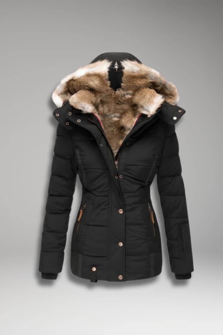Women's Winter Jacket with Hood and Faux Fur Lining