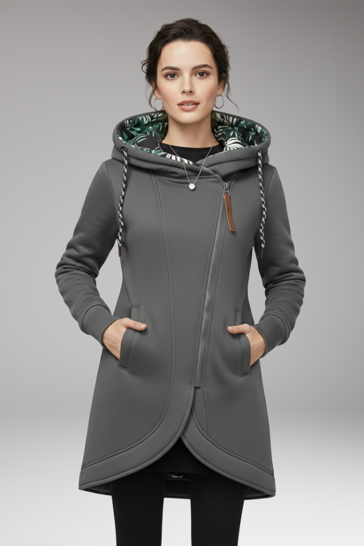 Women's Winter Jacket with Hood and Pockets