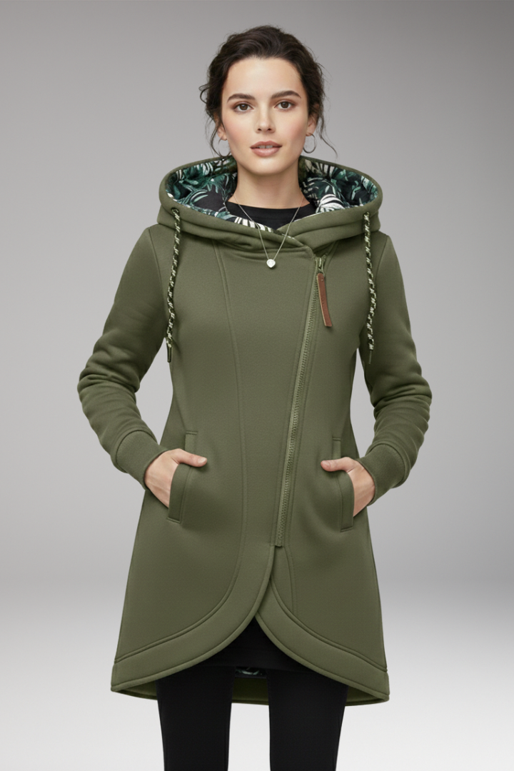 Women's Winter Jacket with Hood and Pockets