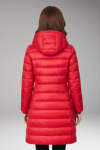 Women's Winter Jacket with Hood and Quilted Hem