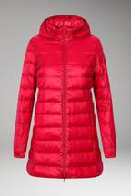 Women's Winter Jacket with Hood and Quilted Hem