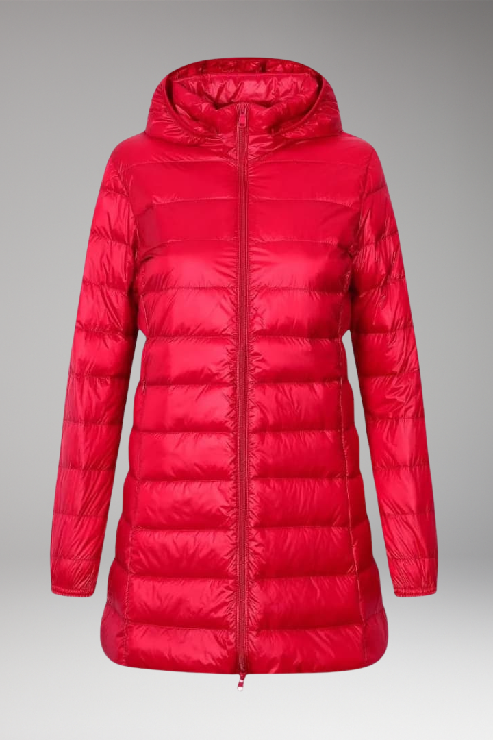 Women's Winter Jacket with Hood and Quilted Hem