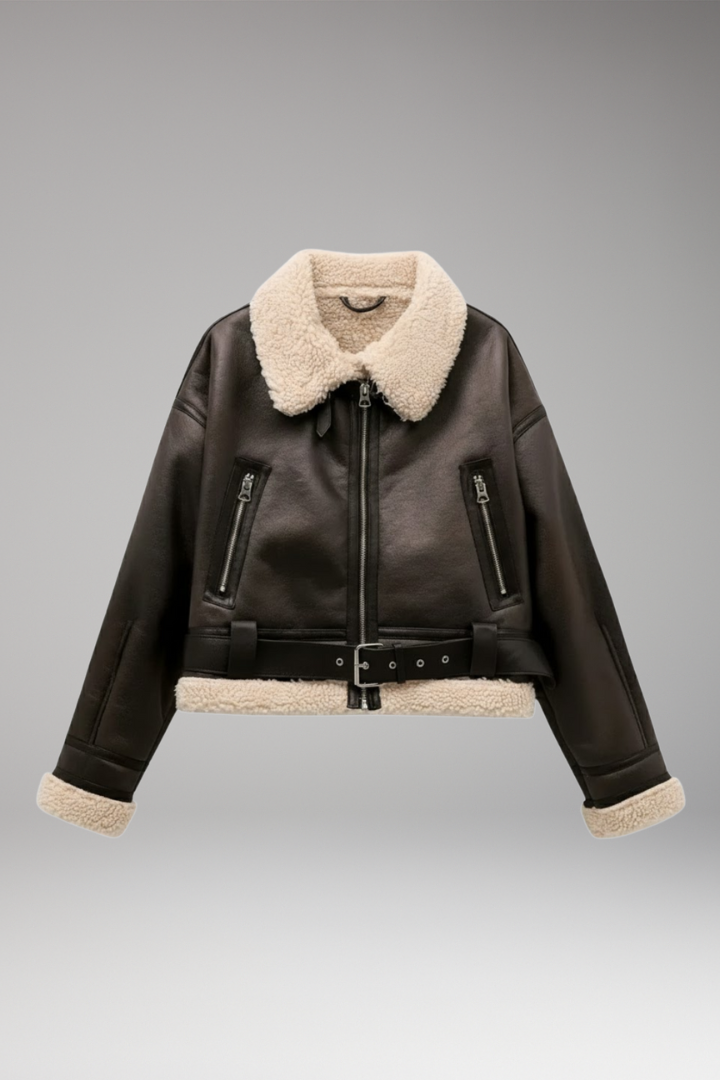 Women's Zip Jacket with Belted Hem