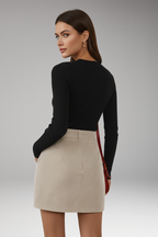 Women's A-Line Skirt with Pocket and Plain Outer Surface