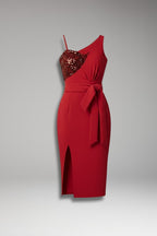 Women's Asymmetrical Bodycon Dress with Sequin Detail