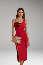 Women's Asymmetrical Bodycon Dress with Sequin Detail