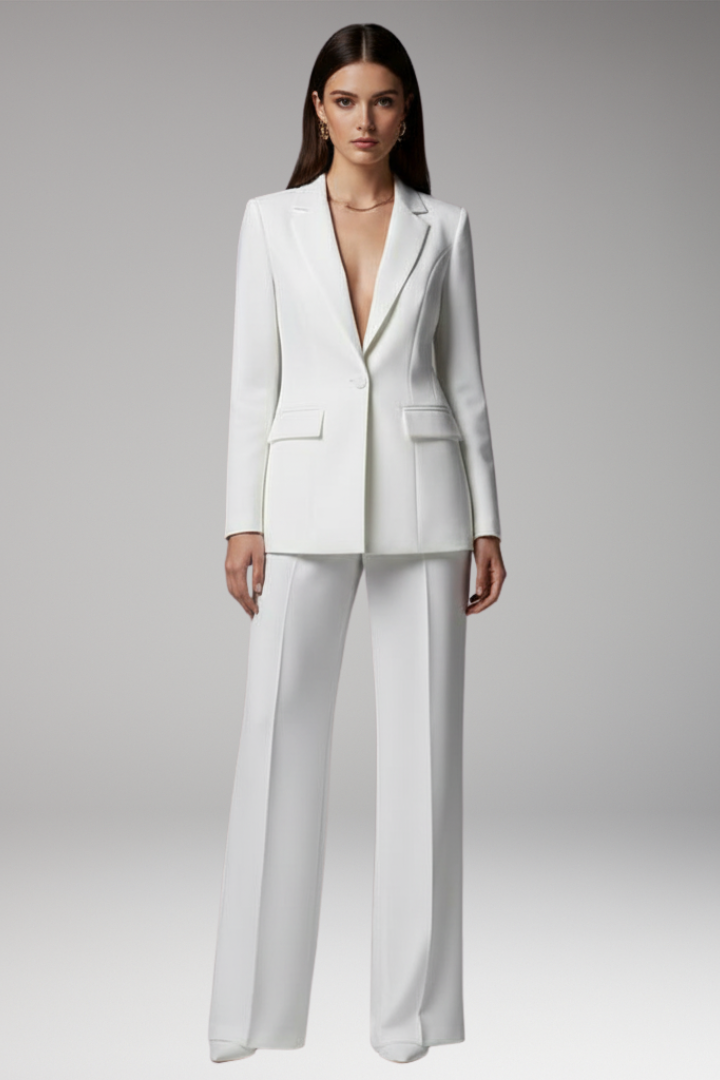 Women's Blazer and Trousers Set with Structured Shape