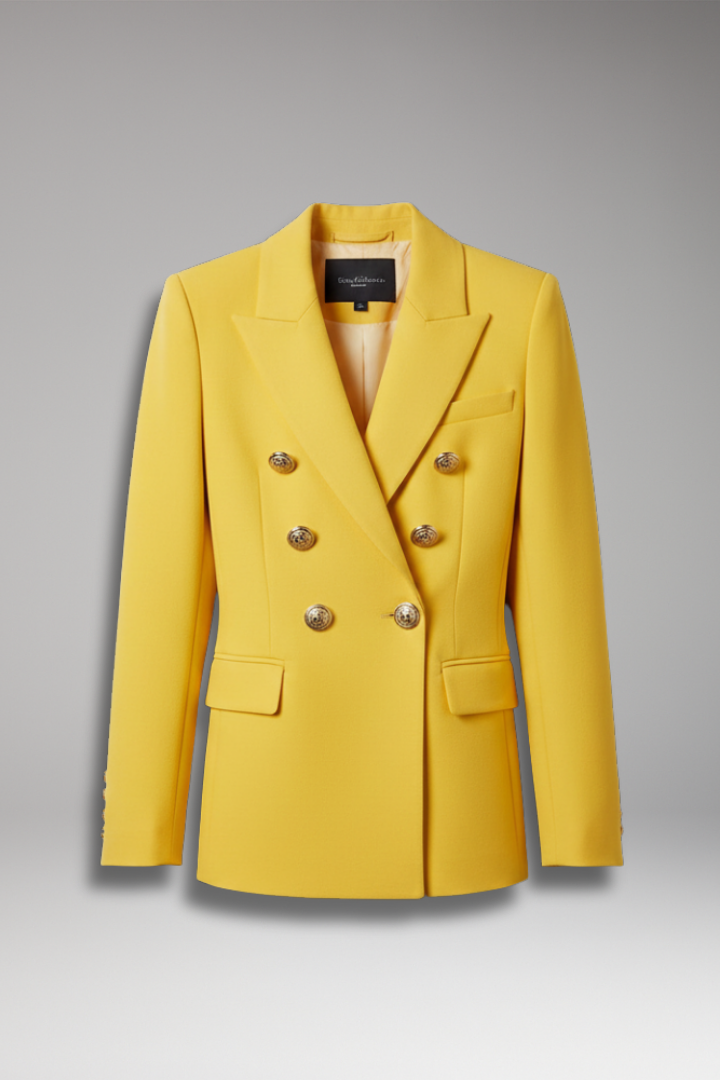 Women's Blazer with Overlapping Front Panel and Button Details