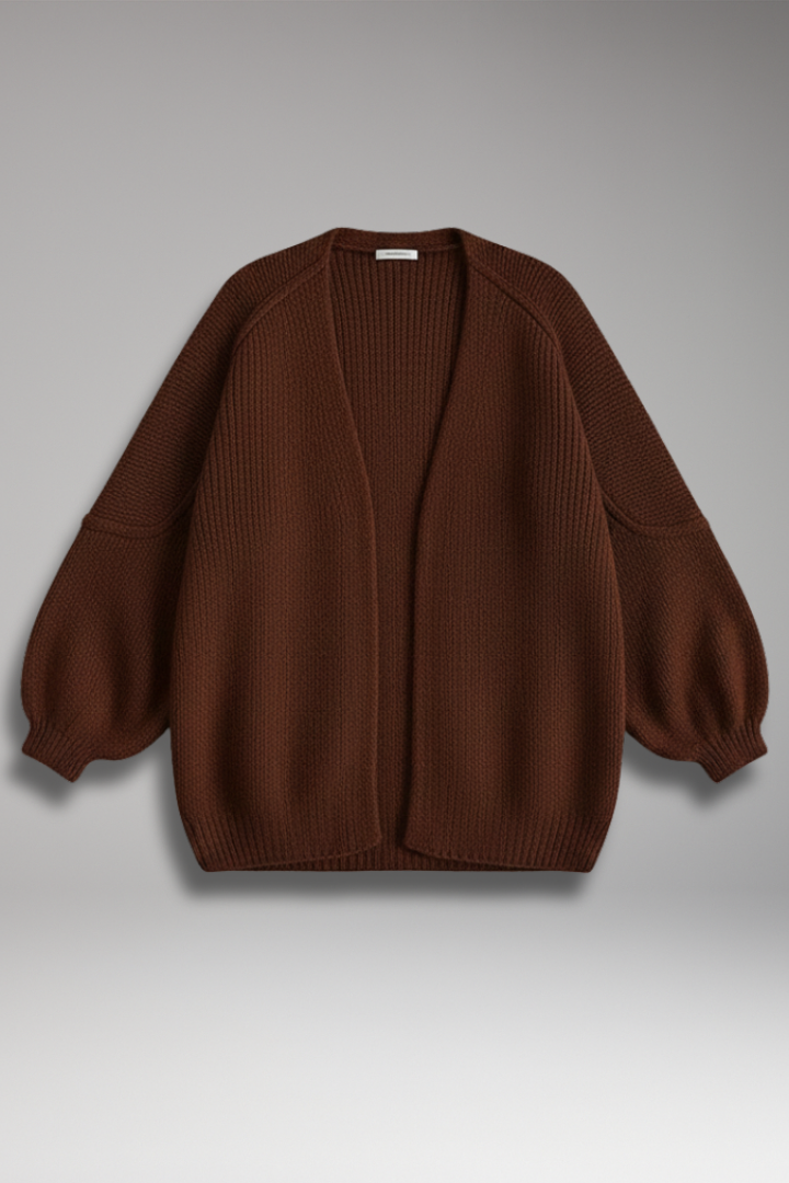 Women's Cardigan with Open Front and Long Sleeves