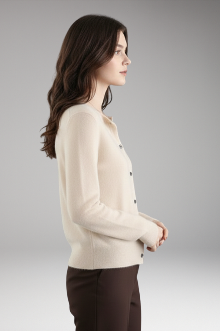 Women's Cardigan with V-Neck and Front Buttons
