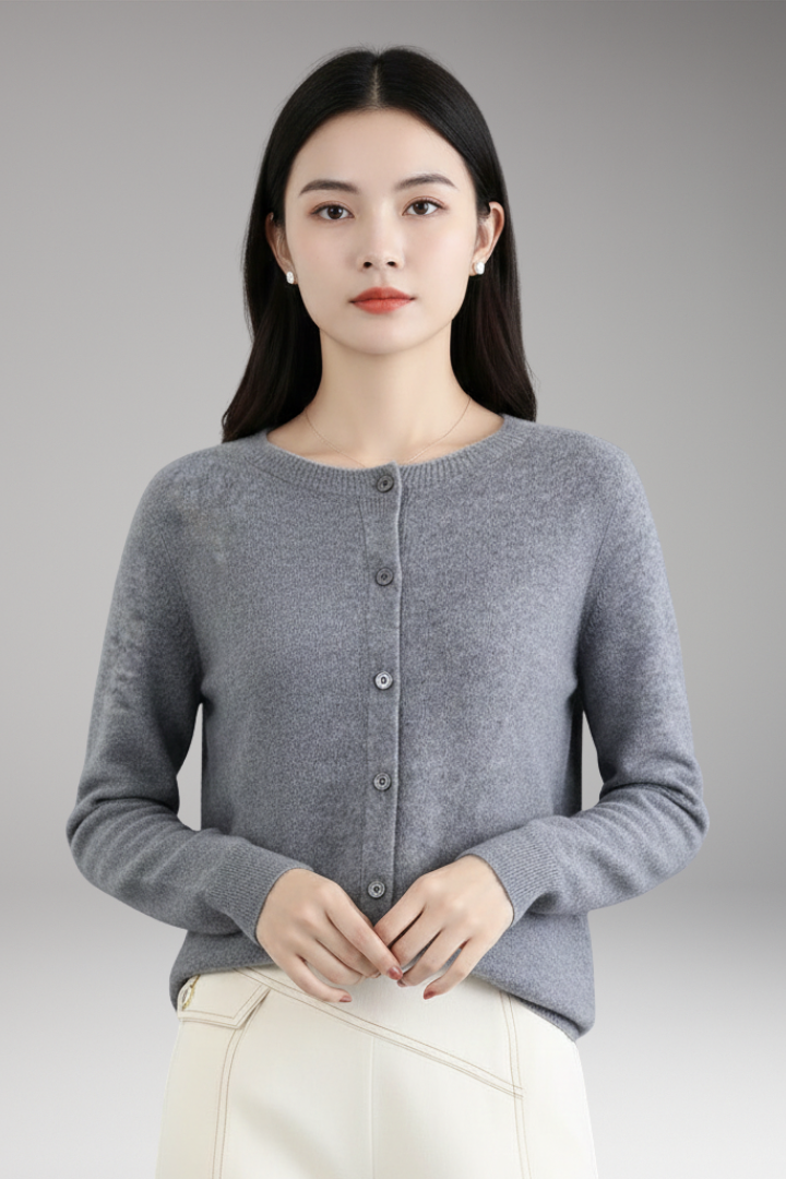 Women's Cardigan with V-Neck and Front Buttons