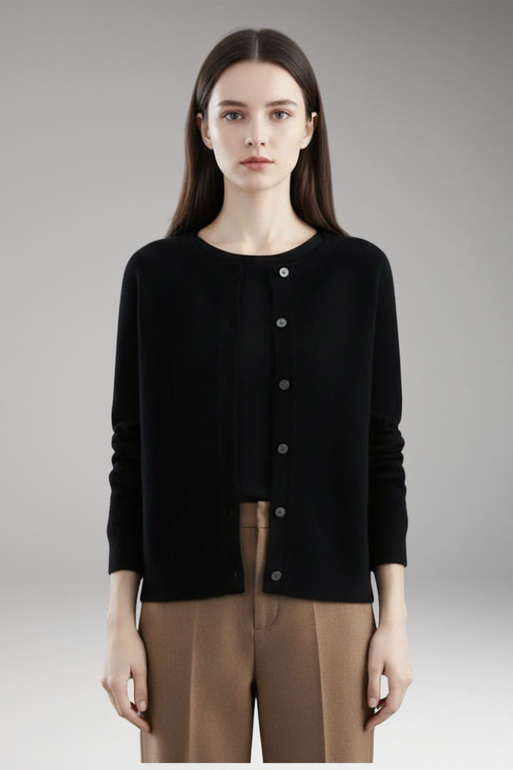 Women's Cardigan with V-Neck and Front Buttons