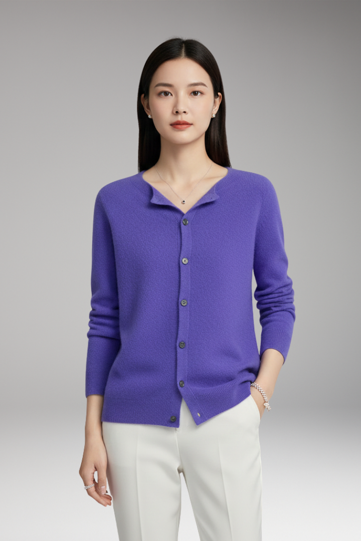 Women's Cardigan with V-Neck and Front Buttons