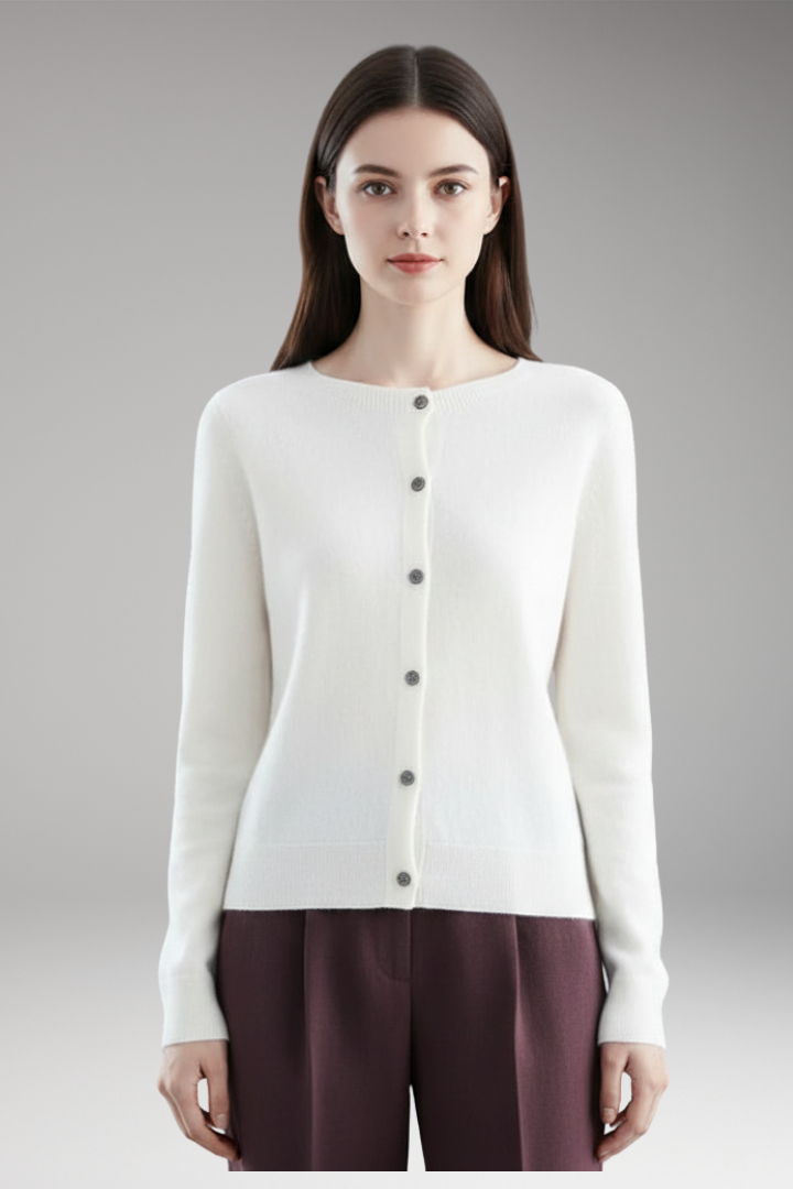 Women's Cardigan with V-Neck and Front Buttons