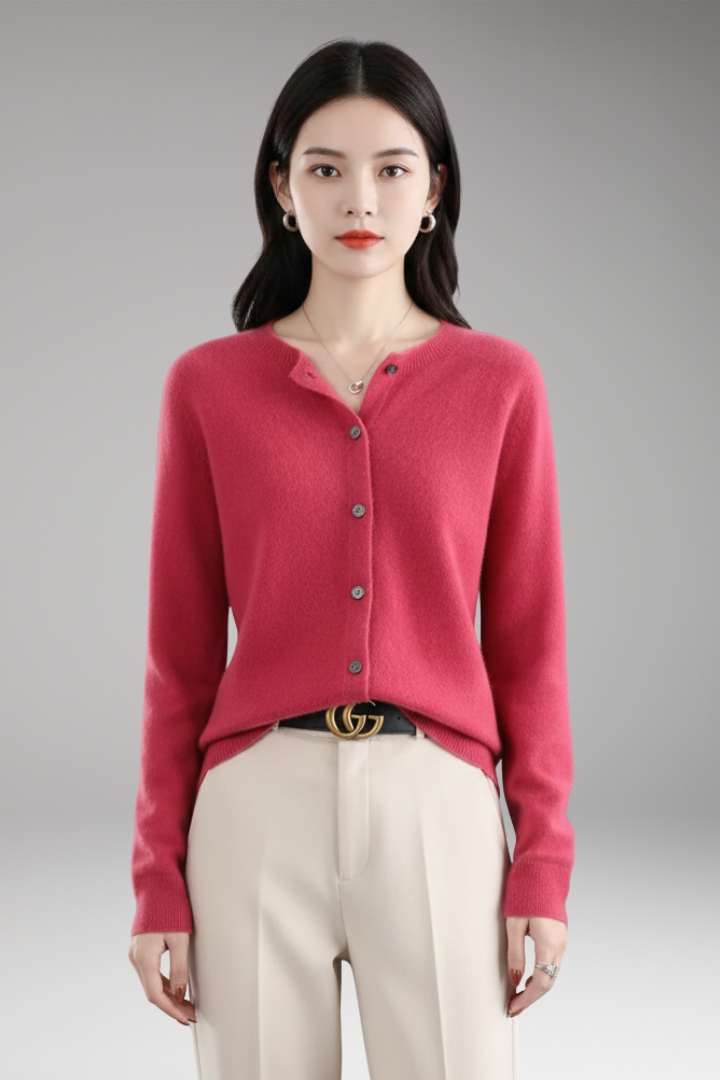 Women's Cardigan with V-Neck and Front Buttons