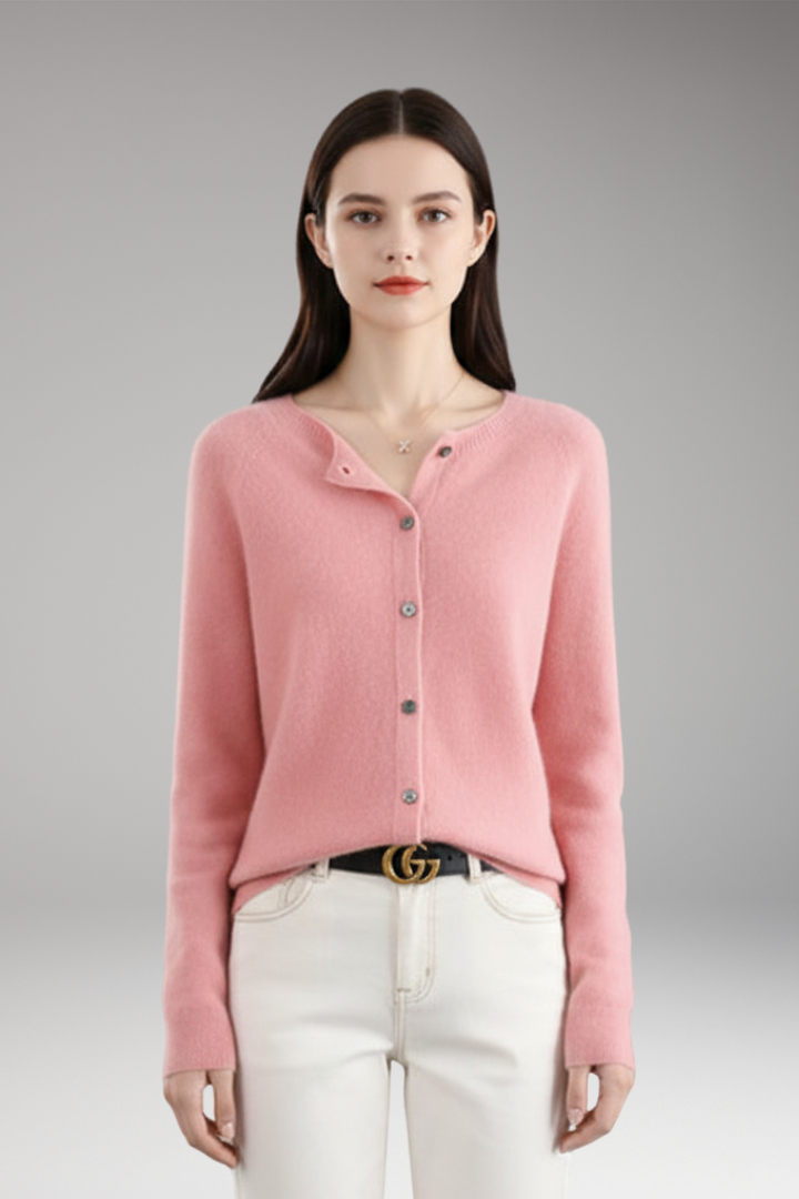 Women's Cardigan with V-Neck and Front Buttons