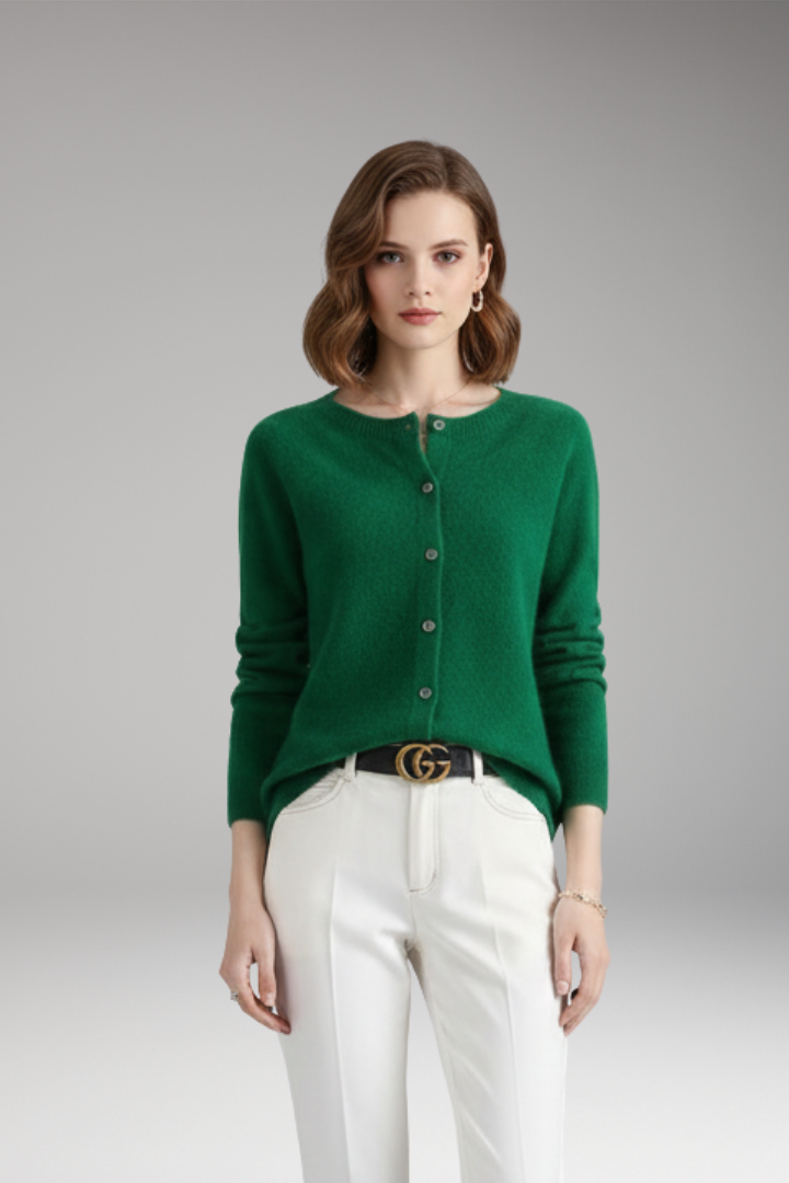 Women's Cardigan with V-Neck and Front Buttons