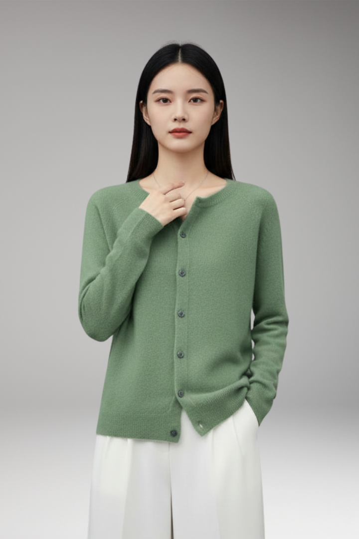 Women's Cardigan with V-Neck and Front Buttons