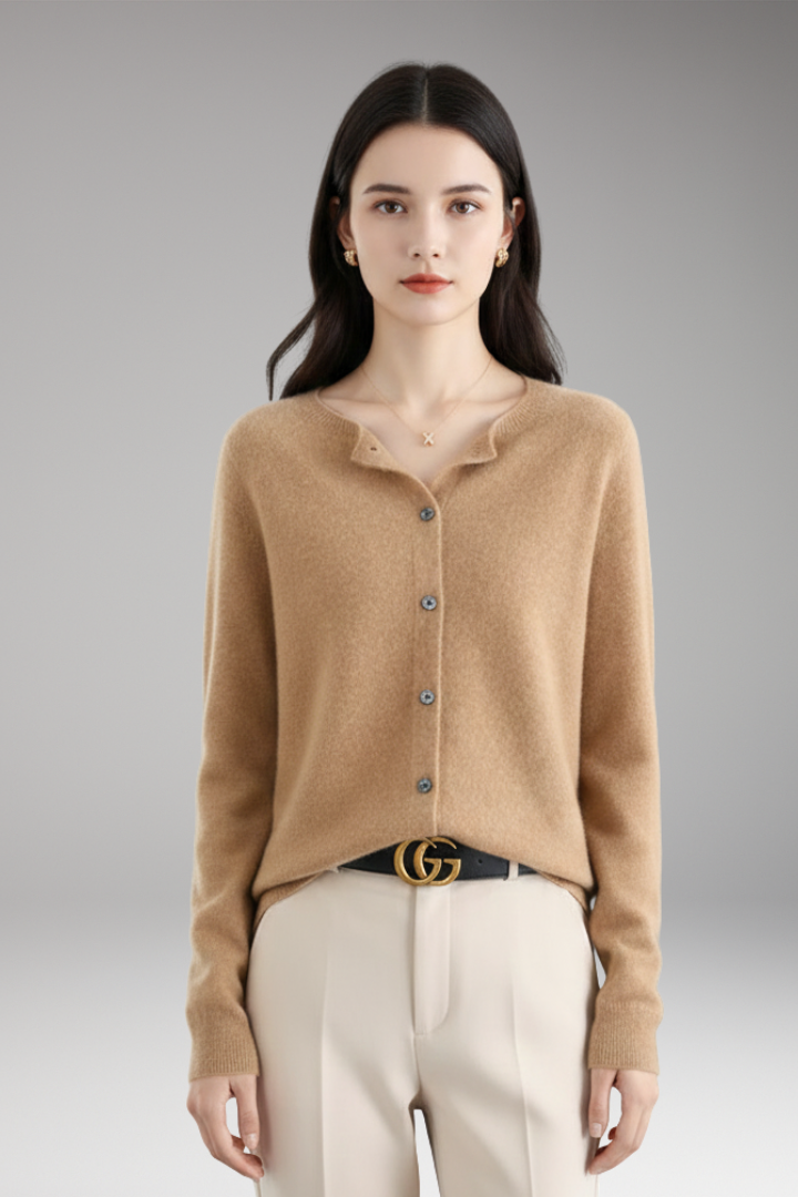 Women's Cardigan with V-Neck and Front Buttons