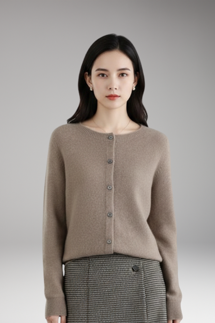 Women's Cardigan with V-Neck and Front Buttons