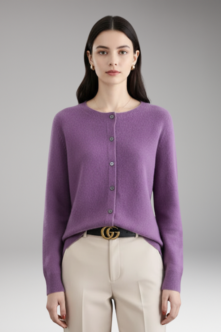 Women's Cardigan with V-Neck and Front Buttons