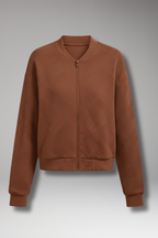 Women's Cardigan with Zip Closure and Ribbed Hem